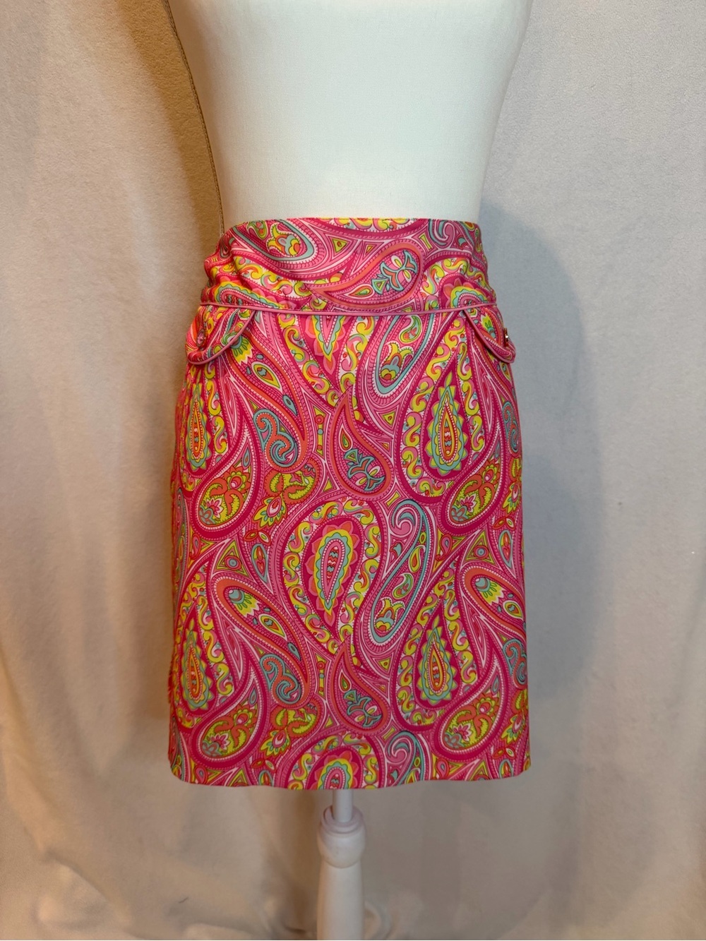 EP Pro Pink Paisley Mini Skirt with Yellow & Teal Accents